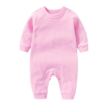 Lulshou Bodysuits Leanbh Cadáis Bog Muinchille Fada do Naíonán Nuabheirthe, Romper Dath Soild le Muineál Babhta, Éadaí Laethúla do Bhuachaill