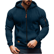Herren-Kapuzenpullover mit Taschen, durchgehendem Reißverschluss, langen Ärmeln, leichtem Material, Herbst-Sweatshirt, Sport-Kapuzenjacke, Größe