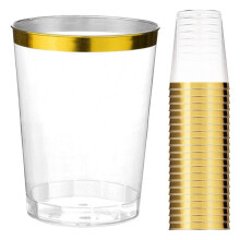 WHAMVOX Golden Transparent Cups for Parties and Weddings Small Beverage Cups Made of Material 25pcs