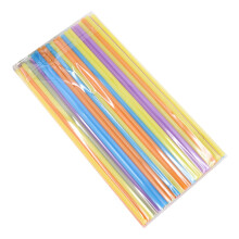 200 pailles jetables en plastique, plates et droites, pour smoothies, mariages, anniversaires et fêtes - 26 x 0,6 cm (couleurs assorties)