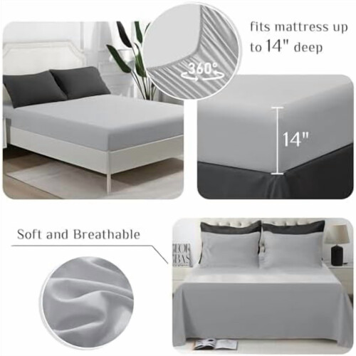Queensize dekbedset, 7-delig microvezel beddengoed in een tas. 2