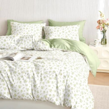 Set de cuvertură florală Shabby Chic, alb și verde, 3 piese, Queen
