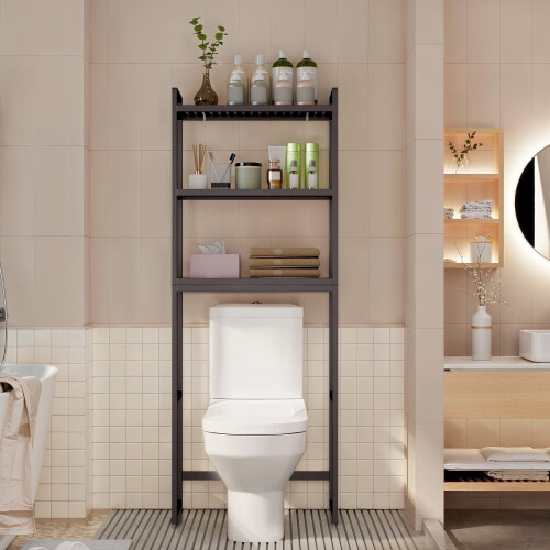 WC feletti tárolópolc, sötétbarna, állítható