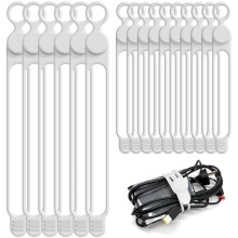Attaches de câble en silicone (16 pièces, 10,7 cm et 18 cm) – Organisateur de câbles réutilisable pour la maison, le bureau, la cuisine,