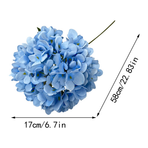 Buquê artificial de hortênsias azul-royal, 58 cm 2