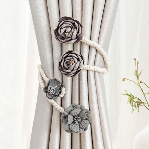 Embrasses de rideaux en lin en forme de rose – 4 couleurs, réglables 2