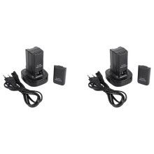 2X Dual Charger Dock Station with 4Pcs 4800Mah Rechargeable Battery LED Charging Light for 360 Controller Eu Plug