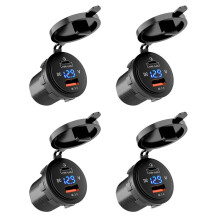 4X 18 W Quick Charge 3.0 USB Car Charger 48 W Type-C PD Fast Charge Socket Outlet Adaptador para Carro, , RV, Motocicleta