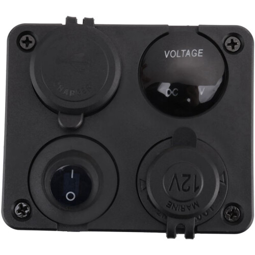 2X Marine Boat RV 12V Charger Socket Panel, 4 Im 1  Power 12V Outlet Panel Multi USB Fast Charger mit Toggle 2