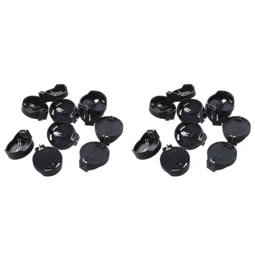 20Pcs Black Round Button Battery Holder Case for CR2032 2016 2025