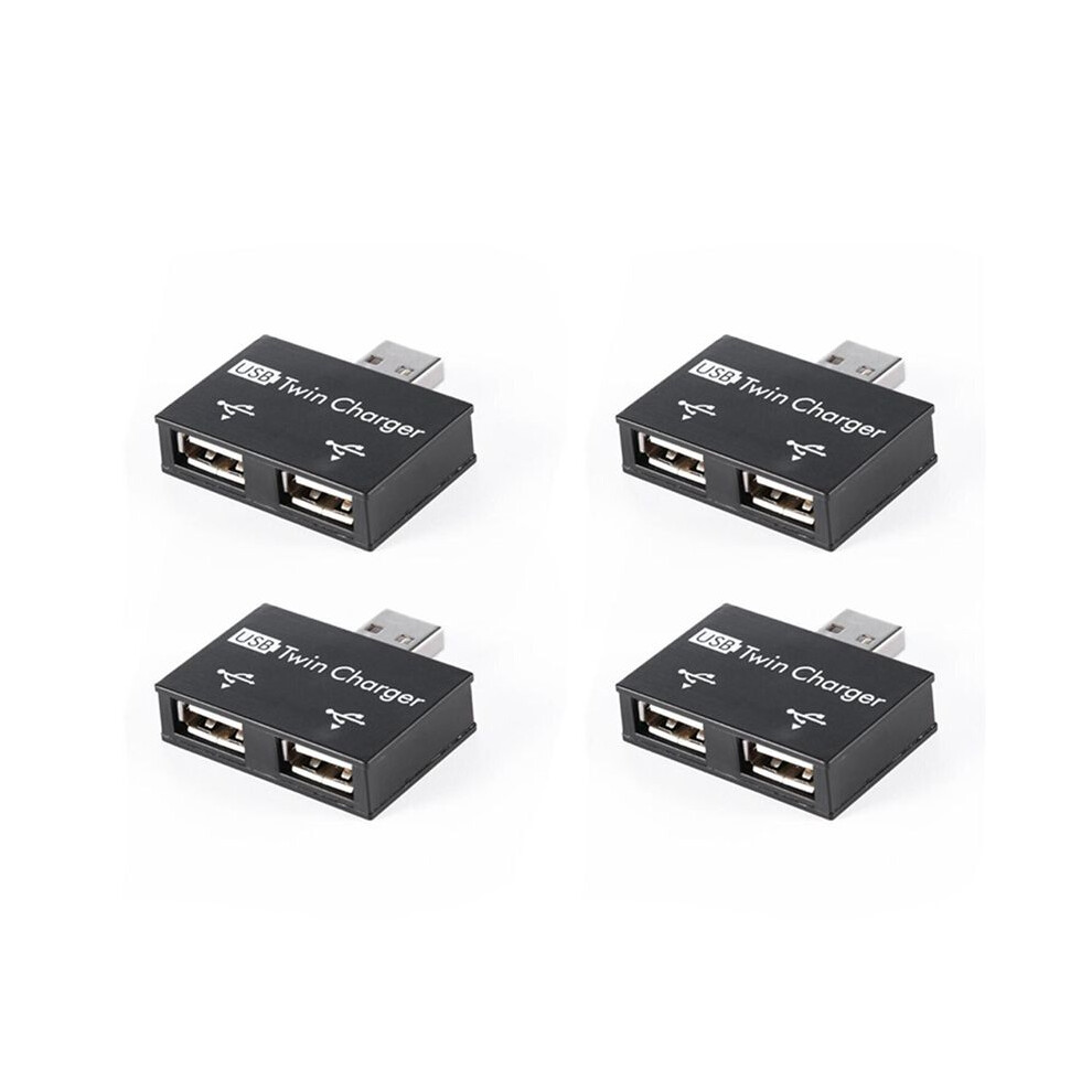 4X Usb 2.0 Male To Twin Female Charger Dual 2 Port Usb 5V Charging Splitter Hub Adapter Converter Connector Black 4714011792057