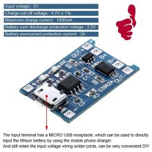 18 Szt. Moduł ładująCy dla TP4056 z Ochroną Akumulatora 18650 Bms 5V Micro-USB 1A Płytka ładująCa do 18650