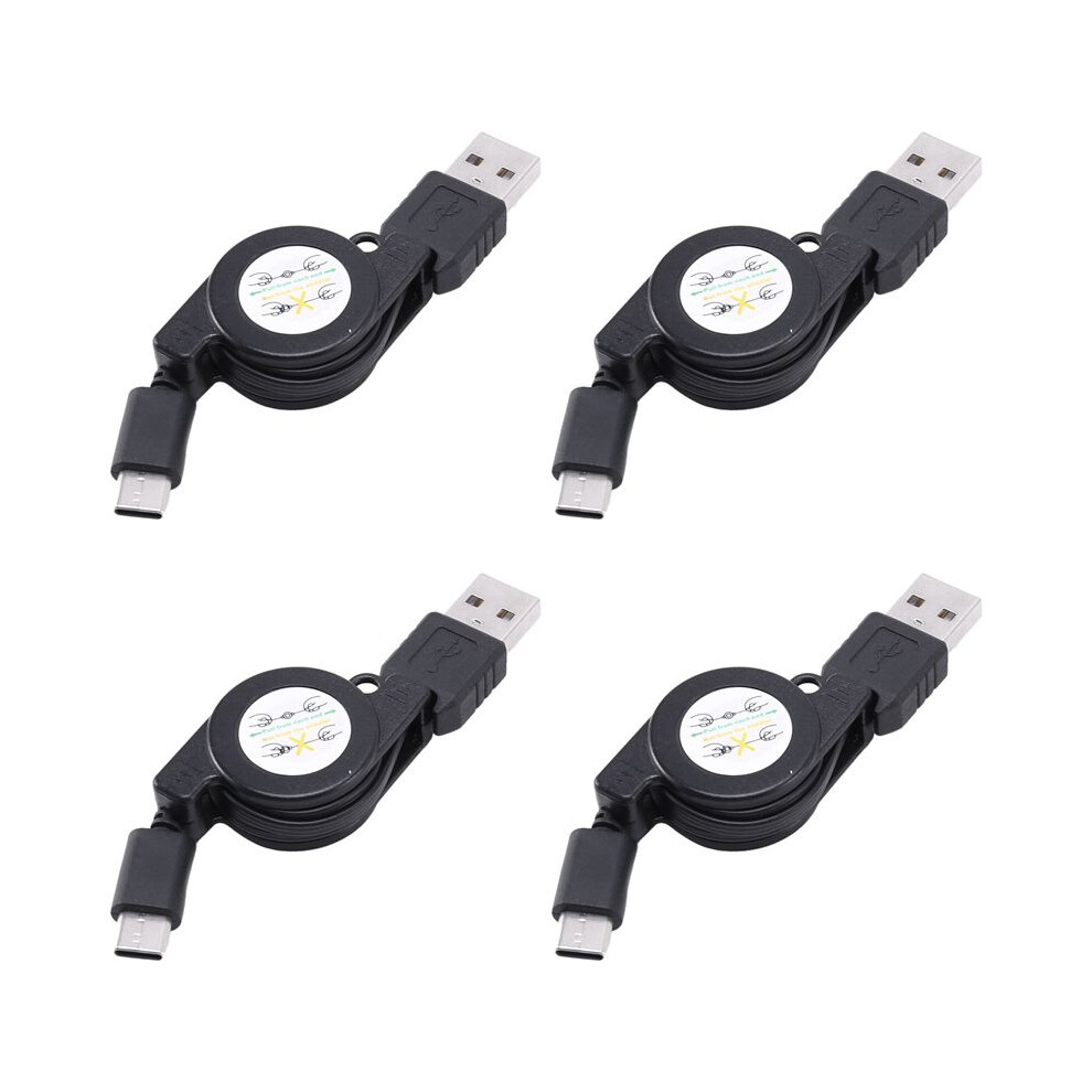 4X Usb Type C Usb 3.1 Retractable Cable Charger Charging Type-C Usb-C Cable Black 6033075458210