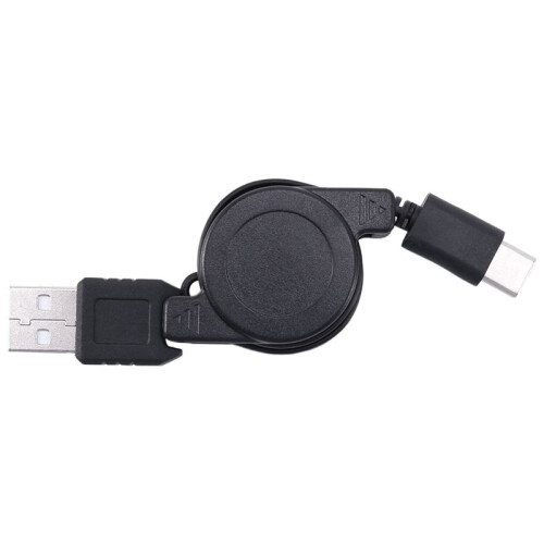 4X USB Type C USB 3.1 Retractable Cable Charger Charging Type-C USB-C Cable Black 2