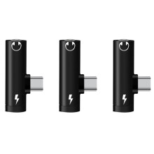 3X I 1 Typ C Adapterdelare för Till 3,5 mm Ljudhörlursladdningsuttag Hörlurar AUX-Kabelkontakt-B