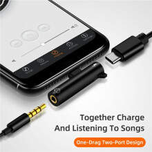 3X 2-In-1-Typ-C-Adapter-Splitter für Auf 3,5-mm-Audio-Kopfhörer-Ladebuchse Kopfhörer-AUX-Kabelanschluss-B