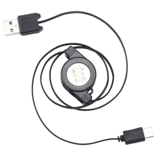 4X USB Type C USB 3.1 Retractable Cable Charger Charging Type-C USB-C Cable Black