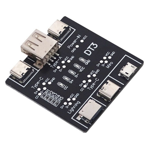 2X USB Data  Detection Board for IOS Android Micro-USB Type-C Short Circuit  Detection Board DT3 2