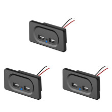 3X 3.1A Dual-USB Autolader Socket 12V 24V voor Motorfiets Auto Truck ATV Boot RV Bus Power-Adapter Outlet LED Licht