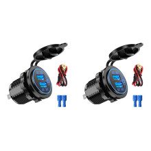 2X QC3.0 Presa di Ricarica Rapida Caricabatteria da Auto Dual USB 12V-24V-Accendisigari con Interruttore un Sfioramento Swith per la Ricarica del