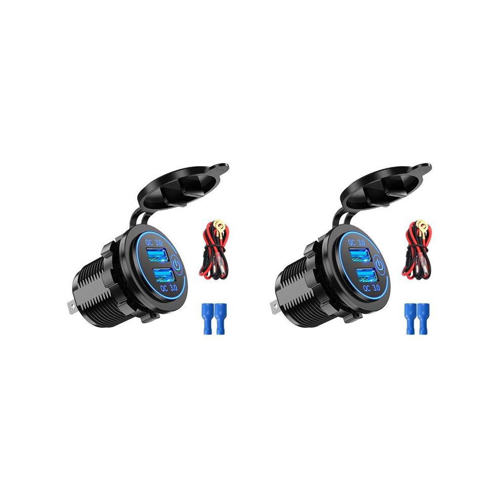 2X Qc3.0 Quick Charge Socket Car Charger Dual Usb 12V-24V-Cigarette-Er With Swith Touch For Charge Light 4711351749550