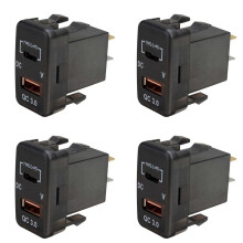 4X Car Type-C+PD QC3.0 Charger Dual USB Adapter Dashboard Socket Voltmeter for Landcruiser Prado Hiace RAV4