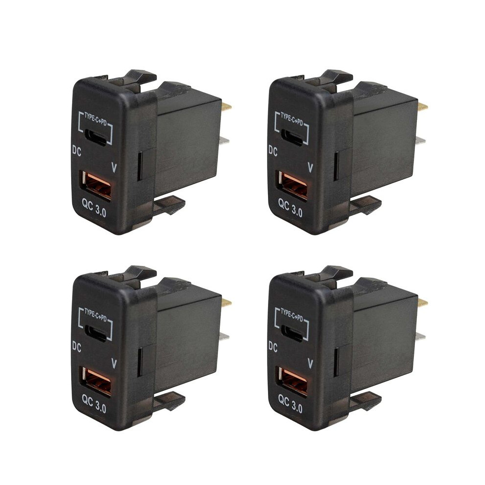 4X Car Type-C+Pd Qc3.0 Charger Dual Usb Adapter Dashboard Socket Voltmeter For Landcruiser Prado Hiace Rav4 6031487706448