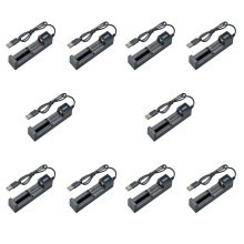 10X Batteriladdare USB 1 Kortplats Universal Snabbladdning Uppladdningsbar Litiumbatteriladdare för 18650 26650 14500 16340
