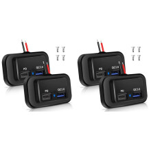 4 PeçAs 12V / 24V RV USB Outlet, Dual PD3.0 Type-C (USB C) e Quick Charge QC3.0 USB-A Porta Painel para Montagem em Carro Carregador de Soquete USB