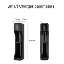 2X 18650 Snellader met Type-C-Kabel 4,2 V Lithiumbatterij Intelligente Oplader voor 14500 26650 18650 Batterij, 1 Sleuf