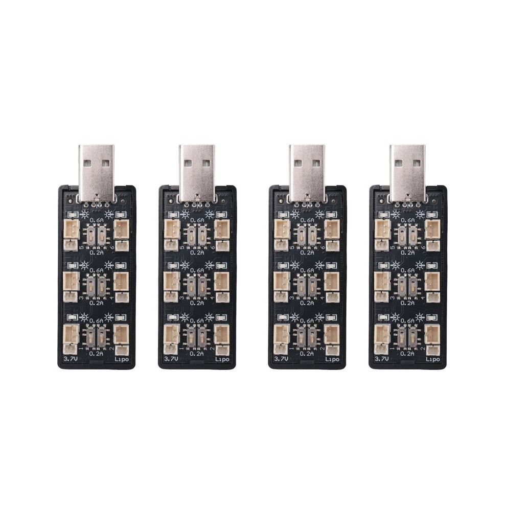 4X 1S Lipo Battery Usb Charger 3.7V/4.20V 6 Channel 1S Lipo Charger Micro- Jst 1.25 Jst-Ph 2.0 Mcx Mcpx Connectors 4712058268122