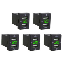 5X 12V Car Charger with Fuse for 5V 4.2A Car Charging Socket Charger for Phone LED Display Meter Voltmeter(Green)
