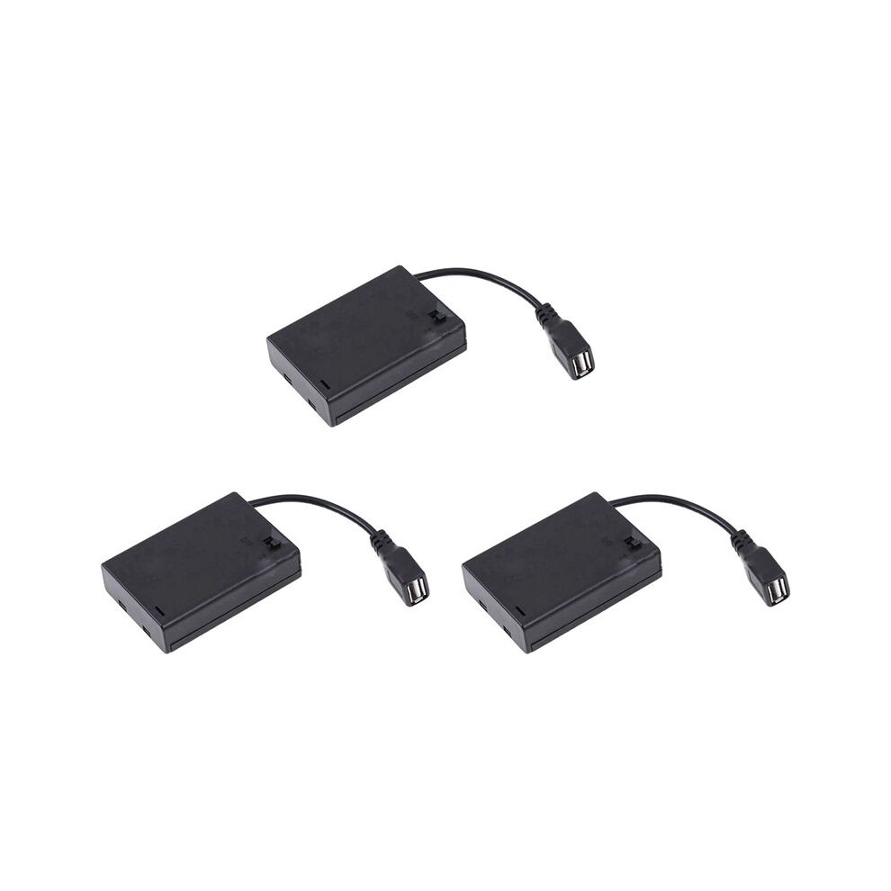 3Pcs 3Xaa Battery Case With Cover And Connected To Usb Female Connector Usb Female Socket Battery Holder Light/Black 6033932626851