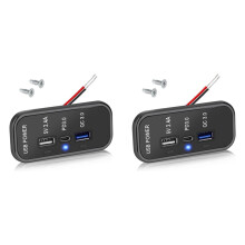 2X 3 12V USB Outlet Charger, PD3.0 Type C, QC 3.0 USB A & 2.4A USB A Fast Charger Socket Adapter for Car Marine