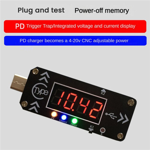 2X USB Charging Trigger Charger Voltmeter Ammeter 5V/9V/12V/15V/20V/PPS PD2.0 PD3.0 Type-C USB Decoy Device 2
