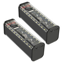 2X 8 Slots 18650 DIY Power Bank Case Fast Charging Power Bank Case Large Capacity Digital Display Battery Storage Black