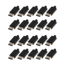 20 PiĂšCes Type C Usb3.1 3A Connecteurs USB de Charge Rapide Prise MĂąle Prise de Queue Bornes ĂLectriques Soudage Bricolage CĂąble de DonnĂ©Es Noir