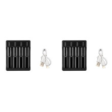 2X 18650 Fast Charger with Type-C Cable 4.2V Lithium Battery Intelligent Charger for 14500 26650 18650 Battery, 4 Slot