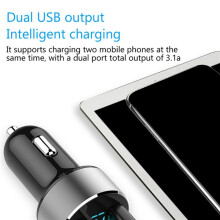 2X 3.1A Dubbele USB-Autolader 2-Poorts LCD-Scherm 12-24V Snel Opladen Automatische Voedingsadapter met LED-Licht, Zwart