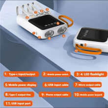 2X Power Bank Box 3x18650 4-in-1 DIY Battery Charging Storage Box Case USB Type C with Flashlight to Charge Phones,B
