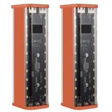 2X Scatola Porta Batterie DIY 18650 con 8 Slot, con Display Digitale di Ricarica Ad Alta Efficienza, Arancione