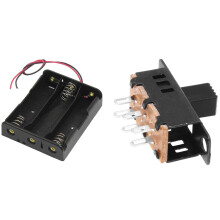 Series 3.7V Flat Tip Battery Holder Case with 10Pcs High Knob 6 Pin 3 Position DPDT Panel Slide 0.5A 50V