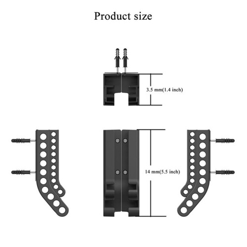 2X AA/AAA Battery Storage Bracket Combination Battery Storage Box Battery Wall Storage Bracket Black
