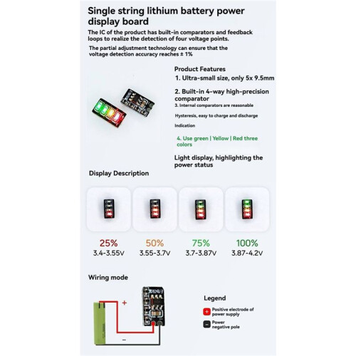 5X 3.7-4.2V  Metering Module 1 Series Ternary Lithium Battery Power Display Led Light 2