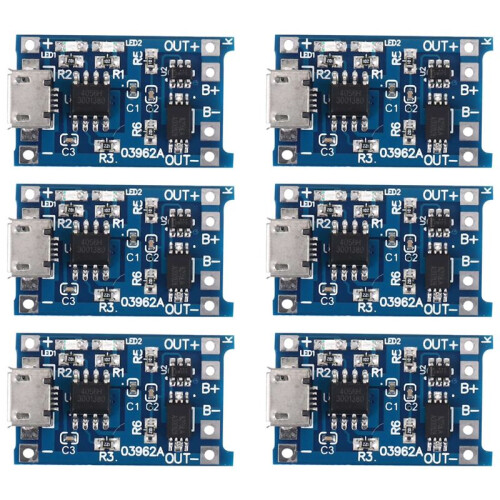 MóDulo de Carregamento 6PCS TP4056 com ProteçãO de Bateria 18650 BMS 5V Micro-USB 1A Placa de Carga para 18650 1
