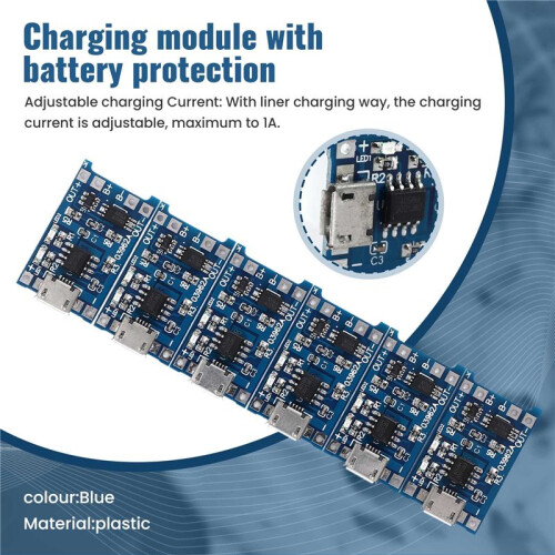 MóDulo de Carregamento 6PCS TP4056 com ProteçãO de Bateria 18650 BMS 5V Micro-USB 1A Placa de Carga para 18650