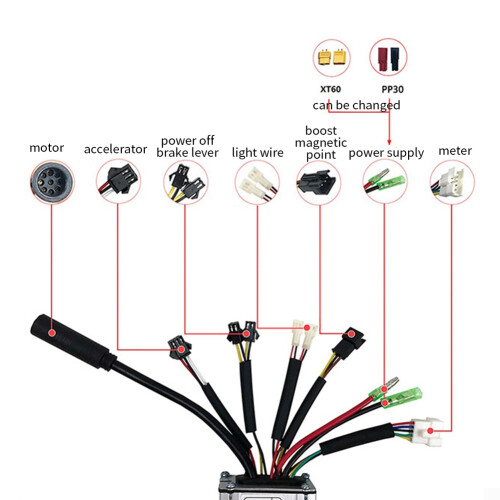 Electric Bicycle KT-15A Controller 36V/48V 6 Tube Squarewave SM Connector Controller with Double  Light Wire 2