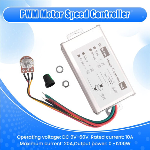 Motor Speed Controller DC9V 12V 24V 48V 60V 20A PWM Motor Speed Controller Regulator Driver 0-1200W Adjustable Current 2