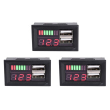 3X 12V Digital Voltmeter Voltage Battery Panel Meter for Car Motorcycle USB 5V 2A Output
