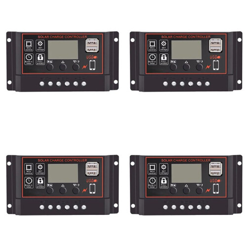 4X 100A Solar Charge Controller Solar Panel Controller 12V 24V LCD Display Solar Panel Battery Regulator with USB Port